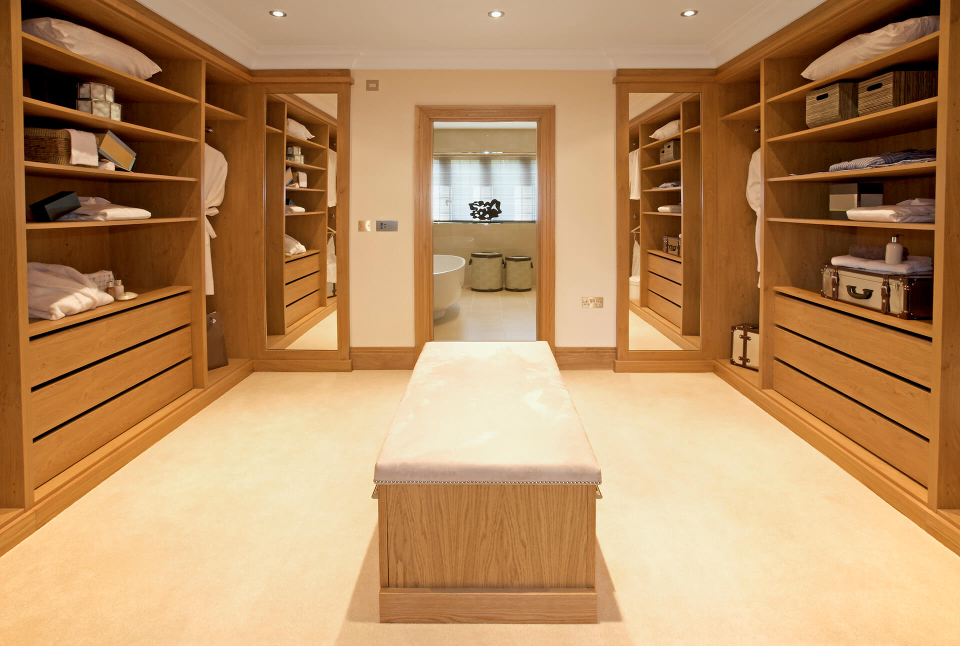 Luxury walk-in wardrobe carpentry in Singapore
